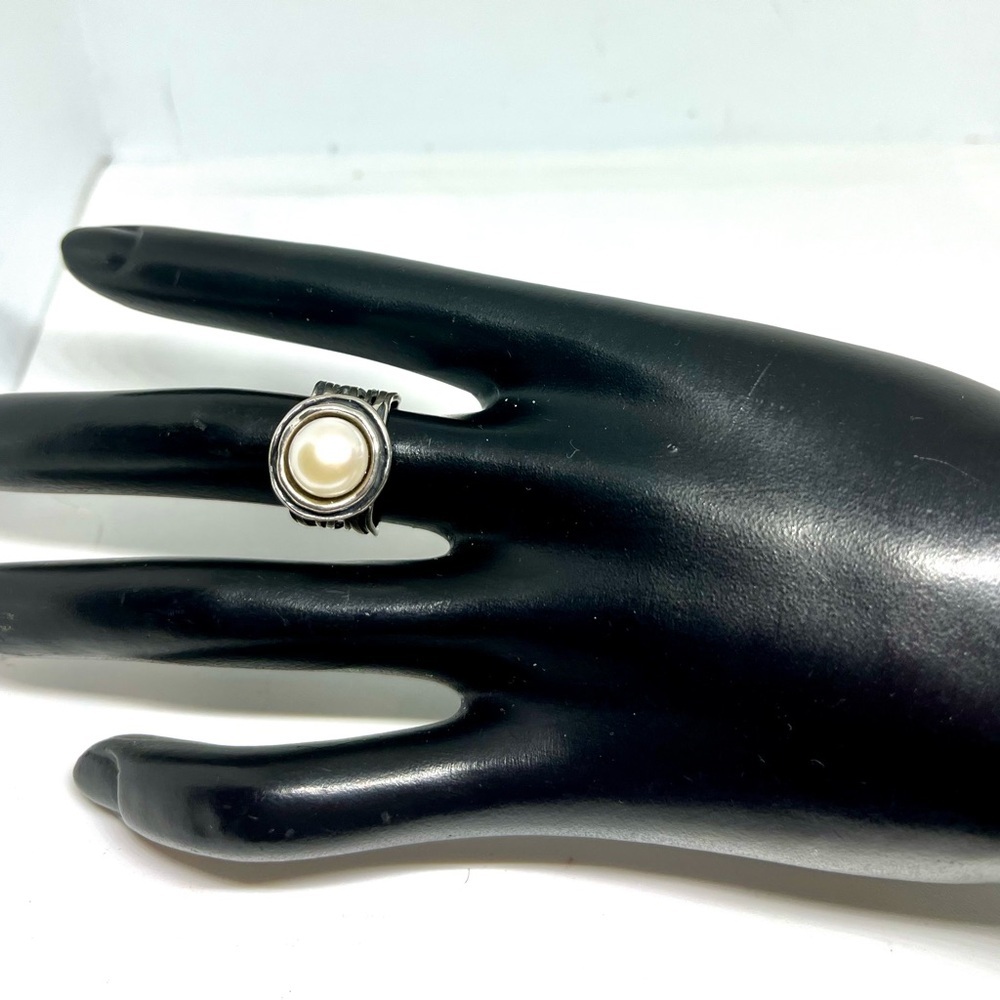 925 Israel B Sterling Silver Pearl Ring